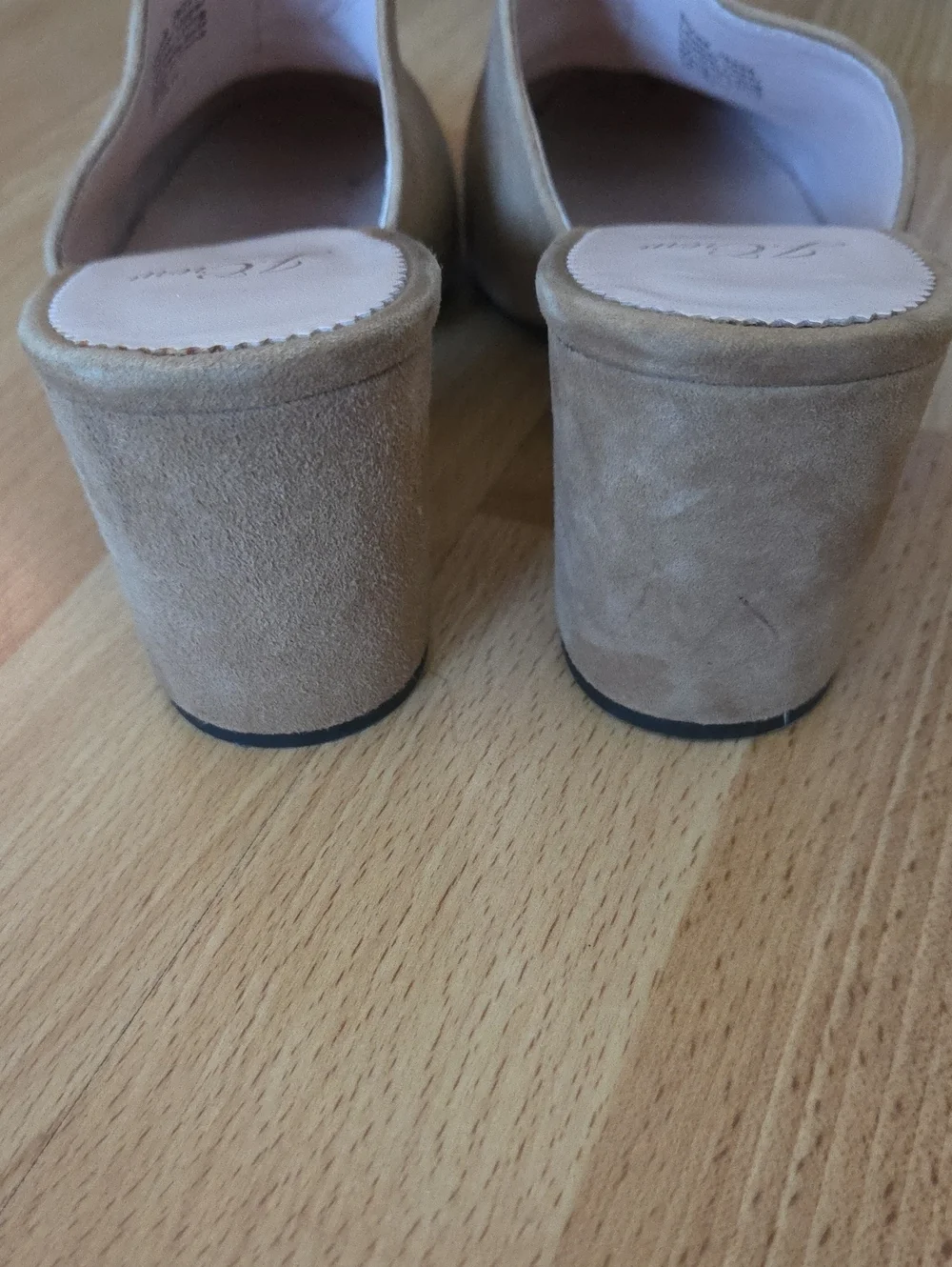 J. Crew Beige Suede Slip-On Block Heel Mules Size 8 Contemporary Minimalist